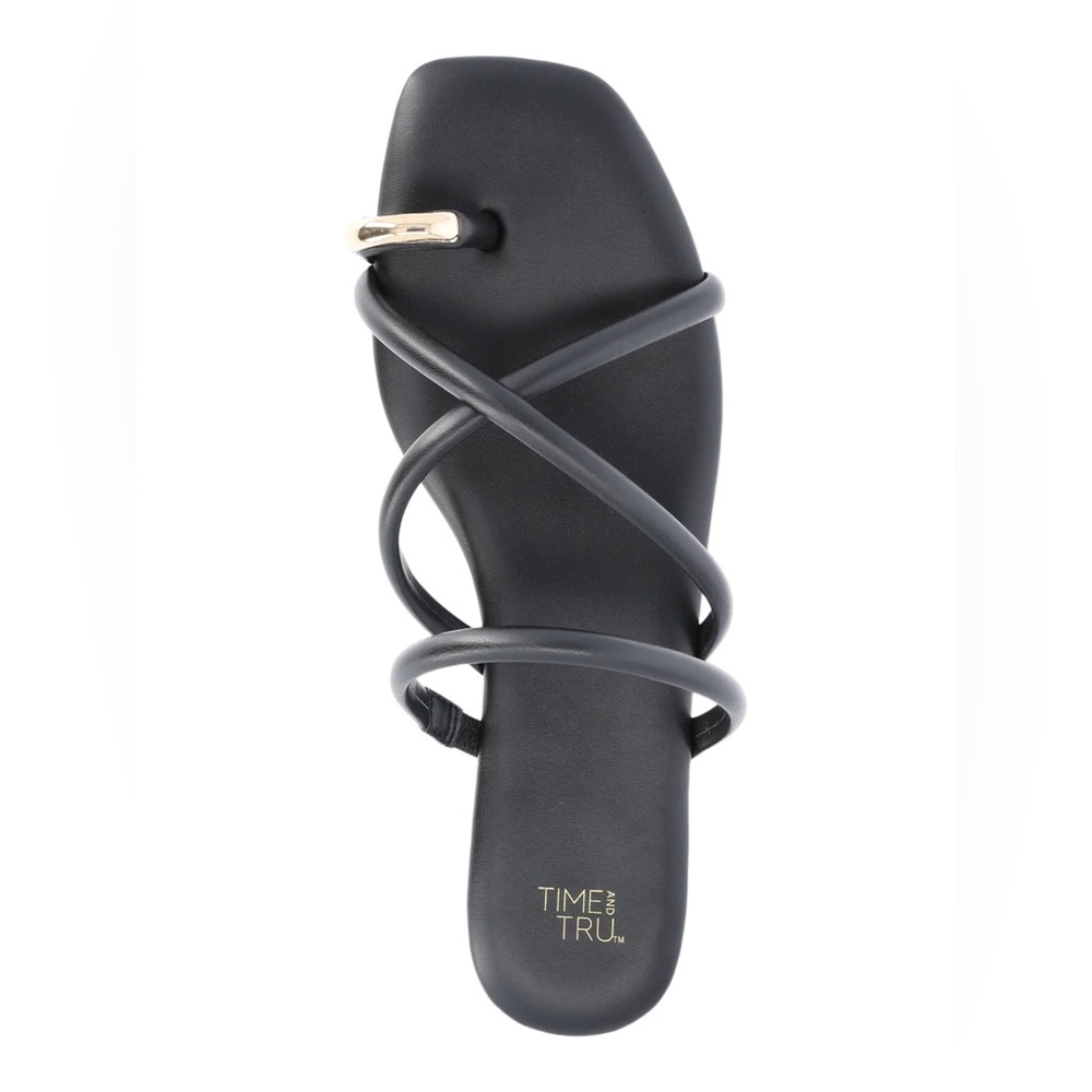 Black Strappy Toe Ring Sandals